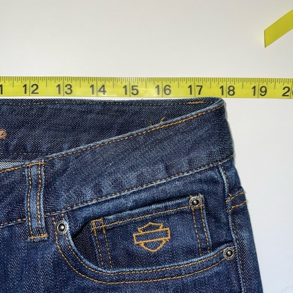 Harley Davidson Dark Wash Mid-rise Wide Leg Jeans 12 Women’s - Picture 8 of 13